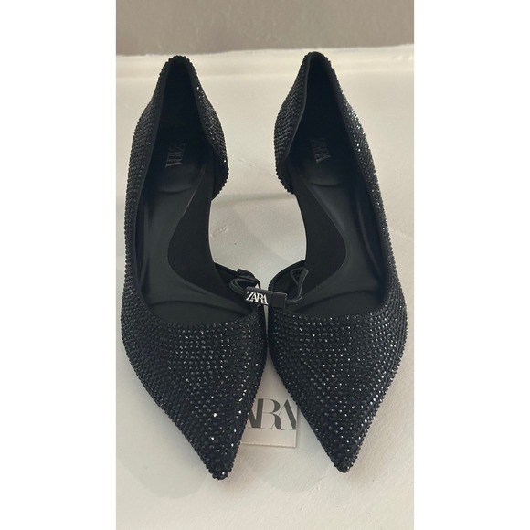 Zara Rhinestone Pumps Pointed Stiletto Heels Party Evening Shoes - Picture 5 of 9